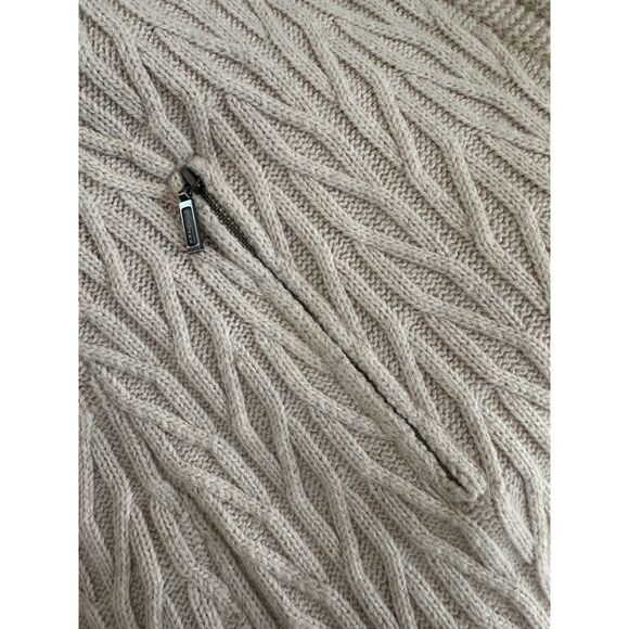 Telluride Clothing Co. Cable Knit Cream Cardigan Hooded Sweater size Large - Picture 9 of 10